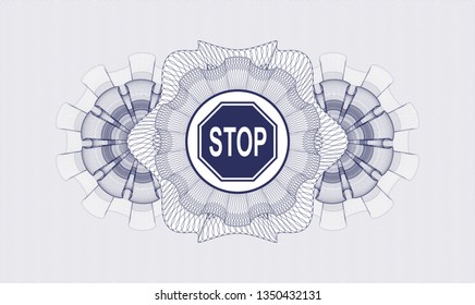 Blue abstract rosette with stop icon inside