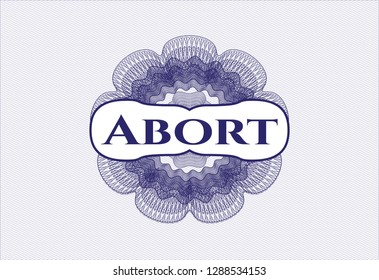 Blue abstract rosette with text Abort inside