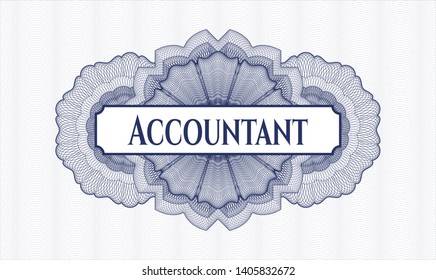 Blue abstract rosette with text Accountant inside
