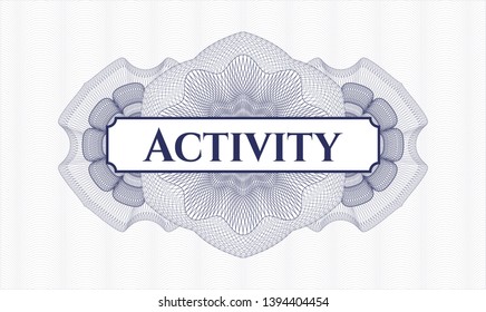 Blue abstract rosette with text Activity inside