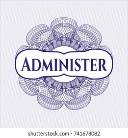 Blue abstract rosette with text Administer inside