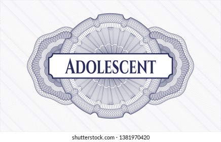 Blue abstract rosette with text Adolescent inside