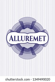 Blue abstract rosette with text Alluremet inside