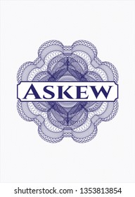 Blue abstract rosette with text Askew inside
