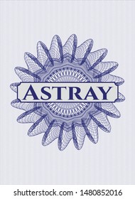 Blue abstract rosette with text Astray inside