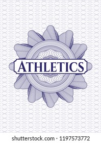 Blue abstract rosette with text Athletics inside