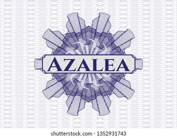 Blue abstract rosette with text Azalea inside