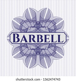 Blue abstract rosette with text Barbell inside