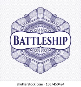 Blue abstract rosette with text Battleship inside