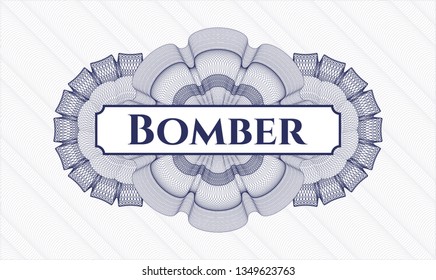 Blue abstract rosette with text Bomber inside