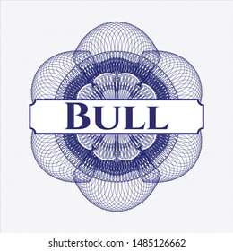 Blue abstract rosette with text Bull inside