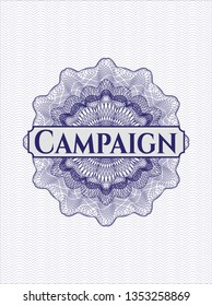 Blue abstract rosette with text Campaign inside