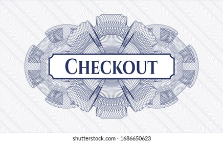 Blue abstract rosette with text Checkout inside