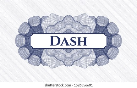 Blue abstract rosette with text Dash inside
