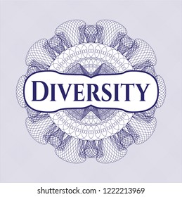 Blue abstract rosette with text Diversity inside