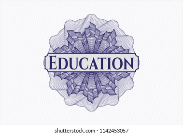 Blue abstract rosette with text Education inside
