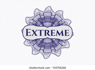 Blue abstract rosette with text Extreme inside