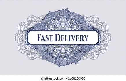 Blue abstract rosette with text Fast Delivery inside