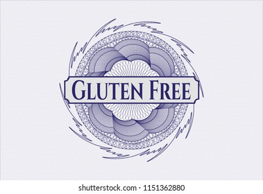 Blue abstract rosette with text Gluten Free inside