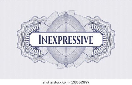 Blue abstract rosette with text Inexpressive inside
