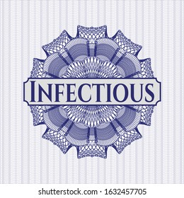 Blue abstract rosette with text Infectious inside