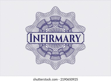 Blue abstract rosette with text Infirmary inside