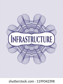 Blue abstract rosette with text Infrastructure inside