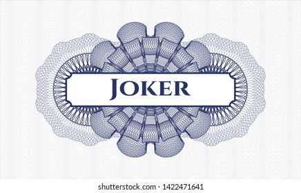 Blue abstract rosette with text Joker inside