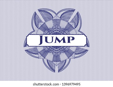Blue abstract rosette with text Jump inside
