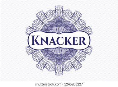 Blue abstract rosette with text Knacker inside