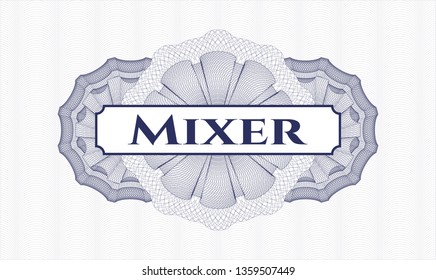 Blue abstract rosette with text Mixer inside