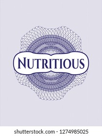 Blue abstract rosette with text Nutritious inside