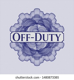 Blue abstract rosette with text Off-Duty inside
