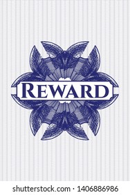 Blue abstract rosette with text Reward inside