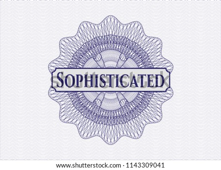Blue abstract rosette with text Sophisticated inside