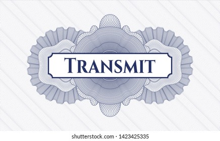 Blue abstract rosette with text Transmit inside