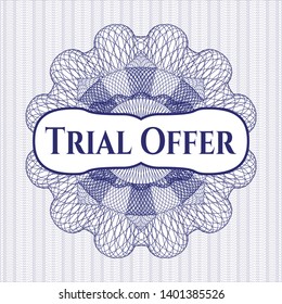 Blue abstract rosette with text Trial Offer inside