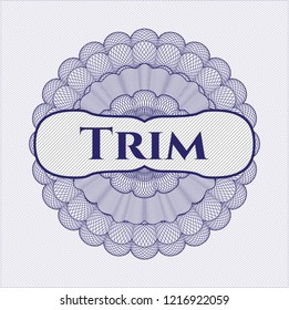 Blue abstract rosette with text Trim inside