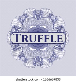 Blue abstract rosette with text Truffle inside