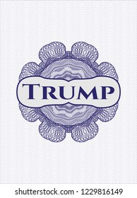 Blue abstract rosette with text Trump inside