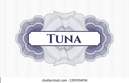 Blue abstract rosette with text Tuna inside