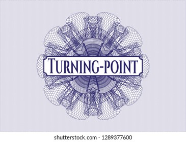 Blue abstract rosette with text Turning-point inside