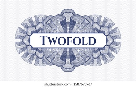 Blue abstract rosette with text Twofold inside