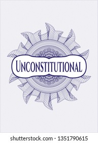 Blue abstract rosette with text Unconstitutional inside