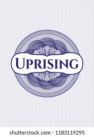 Blue abstract rosette with text Uprising inside