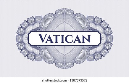 Blue abstract rosette with text Vatican inside