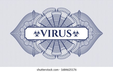 Rosette abstracto azul con virus de texto dentro