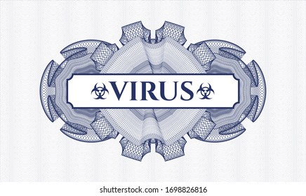 Blue abstract rosette with text Virus inside
