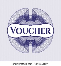Blue abstract rosette with text Voucher inside