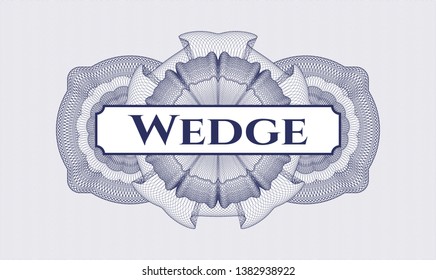 Blue abstract rosette with text Wedge inside